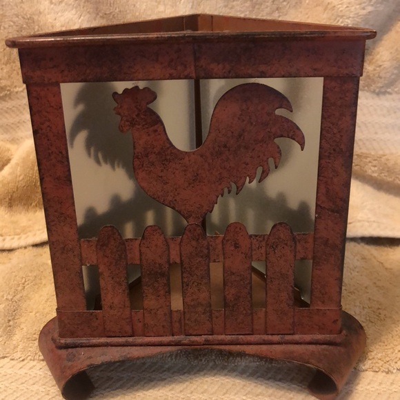 Vintage Lefton 6”x6” Metal Rooster Tea Light - Picture 3 of 5